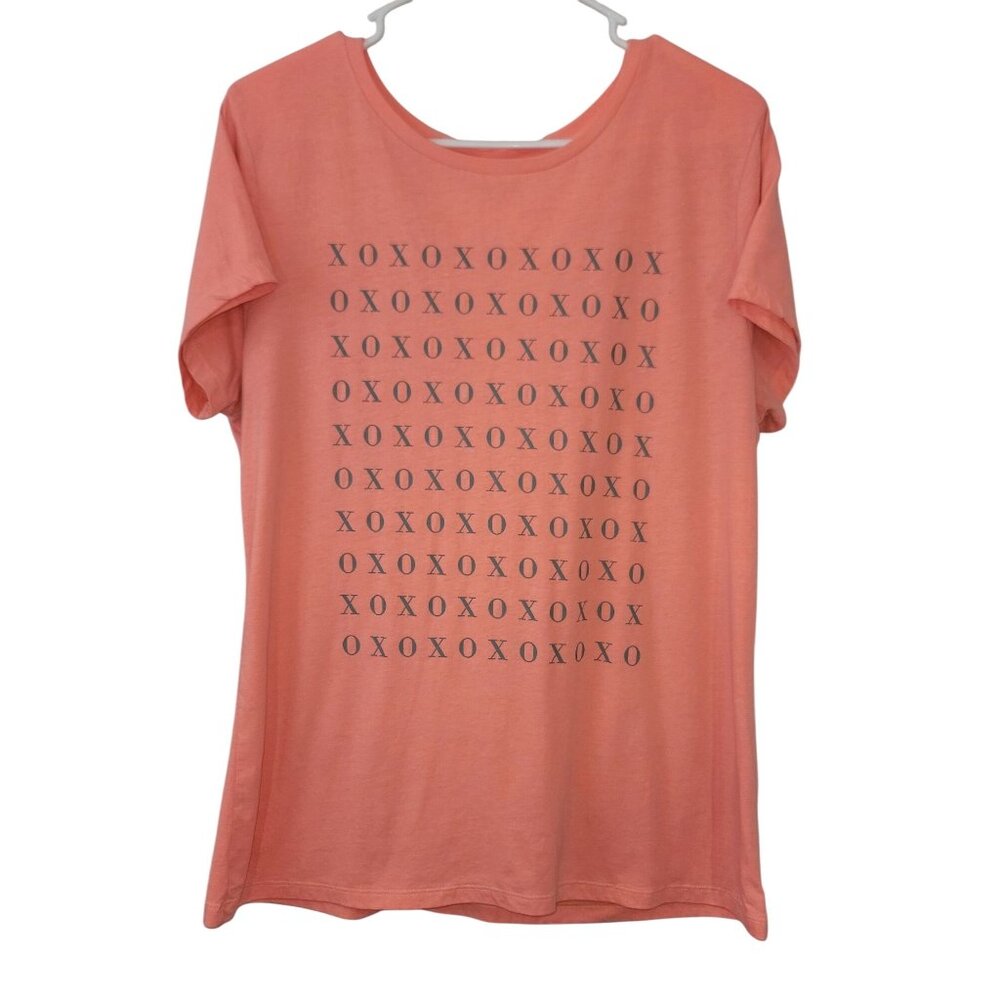 Old Navy Women's Coral Short Sleeve T-Shirt With XOXO Print Lightweight Size XL